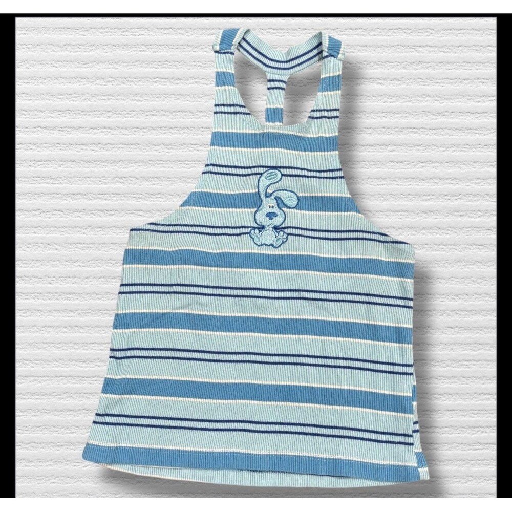 Blue’s Clues Striped Racerback Tank Top Kids XL Retro Y2K Nickelodeon Blue Dog